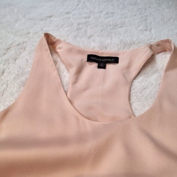 Banana Republic Satin Midi Dress Sz 6 Racerback Tiered Party Cocktail Neutral - Picture 10 of 16